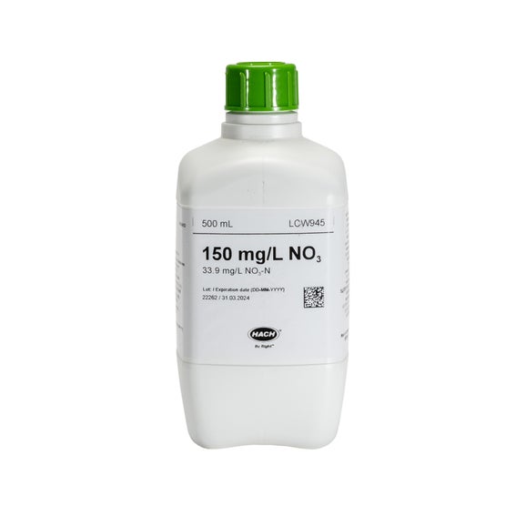 Dusičnany, standardní roztok, 150 mg/L NO₃ (33,9 mg/L NO₃-N), 500 mL