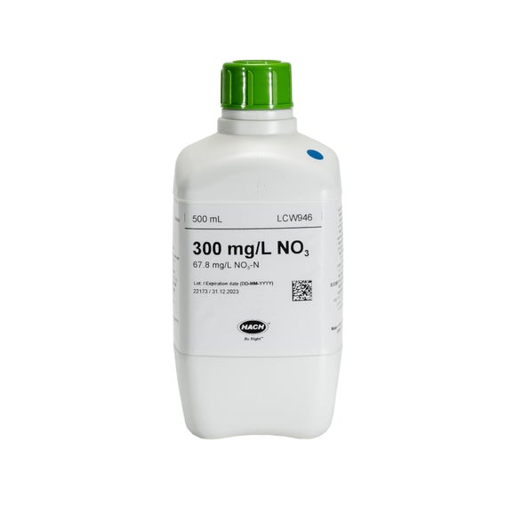 Dusičnany, standardní roztok, 300 mg/L NO₃ (67,8 mg/L NO₃-N), 500 mL