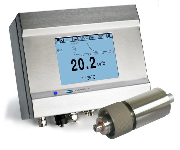 Orbisphere K1100, senzor rozpuštěného kyslíku, sada, 0-40 ppm, kontrolér 410, průtočná komůrka ¼", montáž na zeď